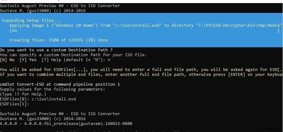 วิธีแปลง Install.ESD เป็นอิมเมจ .ISO ที่สามารถบู๊ตได้ใน Windows 10 