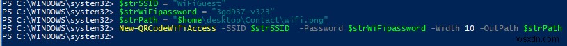 PowerShell:การสร้างรหัส QR สำหรับเครือข่าย Wi-Fi ใน Windows 10 