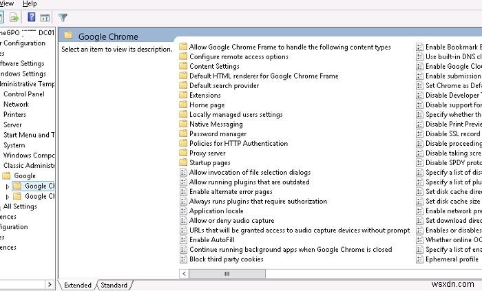 วิธีกำหนดค่า Google Chrome โดยใช้เทมเพลต ADMX ของนโยบายกลุ่ม 