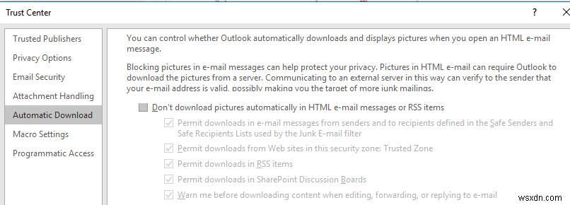 Outlook ไม่แสดงรูปภาพในอีเมล 
