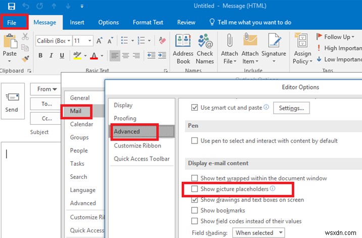 Outlook ไม่แสดงรูปภาพในอีเมล 