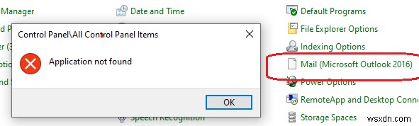 ไม่พบแอปอีเมลของแผงควบคุมใน Windows 10 