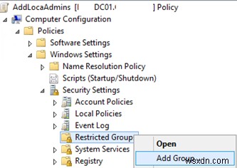 การเพิ่มผู้ใช้ในกลุ่ม Local Admin ผ่าน Group Policy 