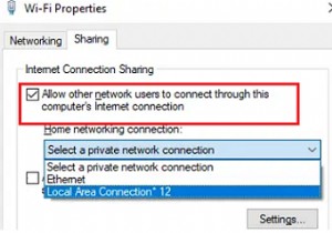 Internet Connection Sharing (ICS) หยุดทำงานหลังจากรีบูตใน Windows 10 