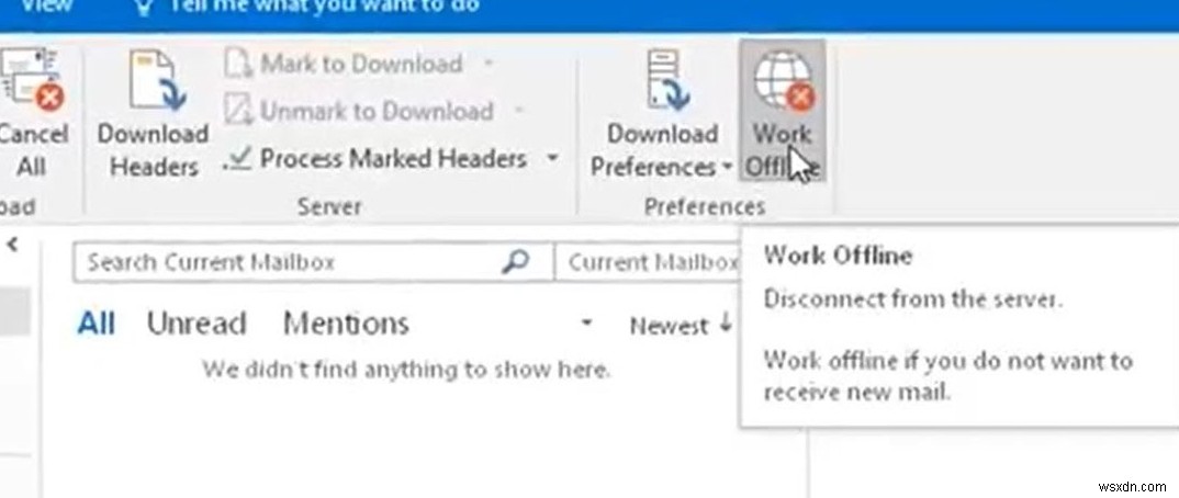 แก้ไข:Outlook 2016/2013 เริ่มต้นในโหมดออฟไลน์เสมอ 