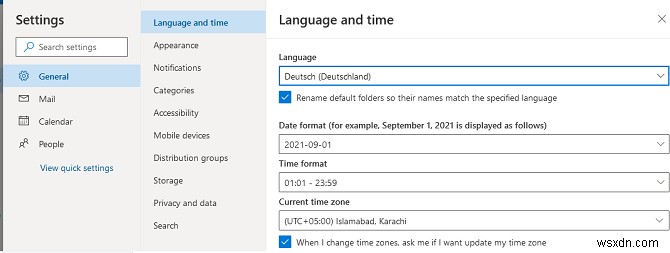 การตั้งค่ากล่องจดหมายระดับภูมิภาค (ภาษา เขตเวลา) ใน Outlook, Exchange และ Microsoft 365 