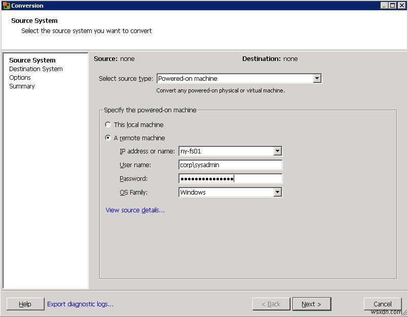 VMware Converter:ซิงโครไนซ์การเปลี่ยนแปลงเมื่อดำเนินการ P2V หรือ V2V 