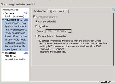 VMware Converter:ซิงโครไนซ์การเปลี่ยนแปลงเมื่อดำเนินการ P2V หรือ V2V 