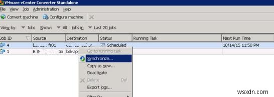 VMware Converter:ซิงโครไนซ์การเปลี่ยนแปลงเมื่อดำเนินการ P2V หรือ V2V 