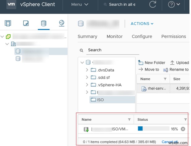 VMWare vSphere:ไม่สามารถอัปโหลดไฟล์ไปยัง Datastore 