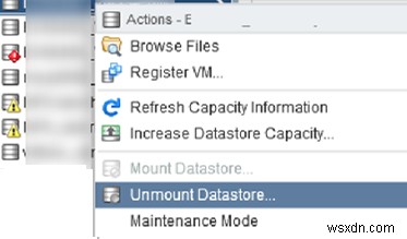 ไม่สามารถยกเลิกการต่อเชื่อม/ลบ VMFS Datastore:ทรัพยากรอยู่ในการใช้งาน 