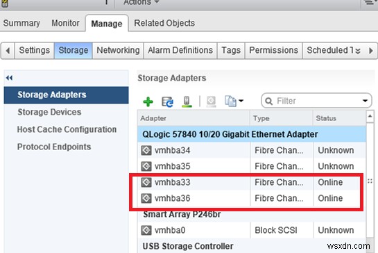 VMWare ESXi ตรวจไม่พบอะแดปเตอร์ FC HBA 