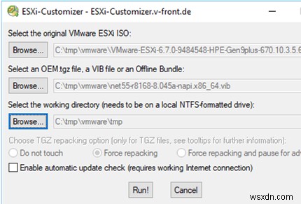 การเพิ่มไดรเวอร์ของบริษัทอื่นลงใน VMWare ESXi 6.7 ISO Image 