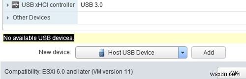 การกำหนดค่าอุปกรณ์ USB Passthrough จาก VMWare ESXi เป็น Virtual Machine 