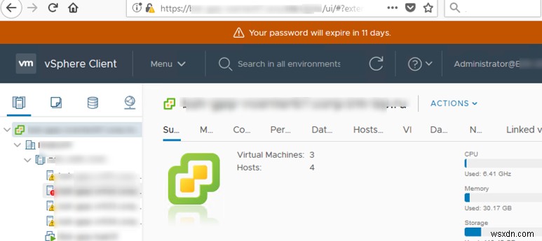 VMWare vSphere:การจัดการการตั้งค่าการหมดอายุของรหัสผ่าน 