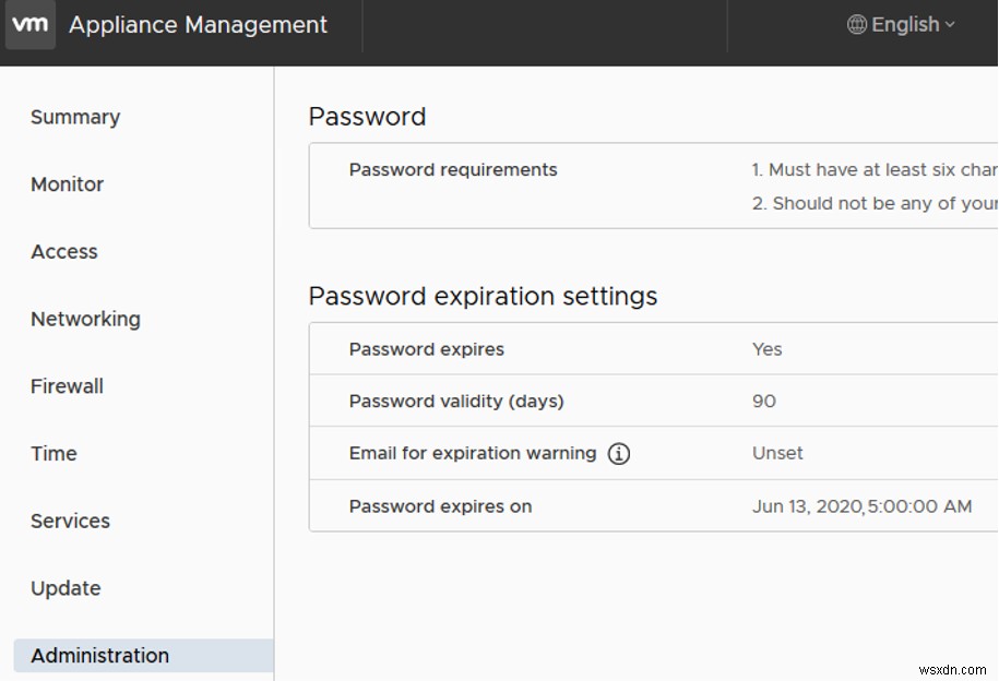 VMWare vSphere:การจัดการการตั้งค่าการหมดอายุของรหัสผ่าน 