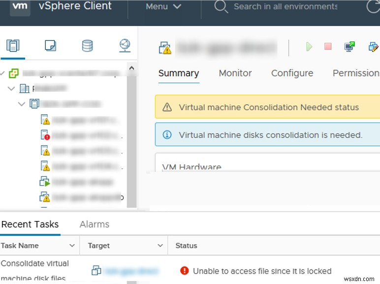 ข้อผิดพลาด VMWare:ไม่สามารถเข้าถึงไฟล์ได้เนื่องจากถูกล็อค 