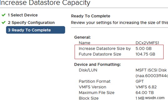 การเพิ่มความจุ VMFS Datastore บน VMware ESXi (vSphere) 