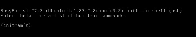 บู๊ท Ubuntu / Mint / Kali เป็นพรอมต์ Initramfs ใน BusyBox 