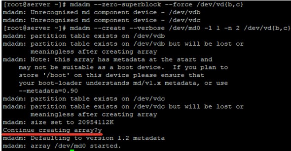 การกำหนดค่าซอฟต์แวร์ RAID บน Linux โดยใช้ MDADM 