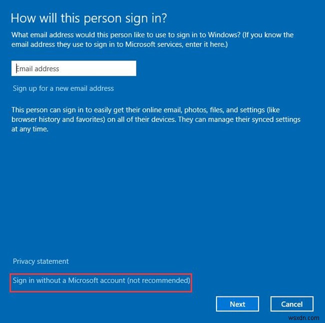 Windows 10 ไม่สามารถเพิ่มผู้ใช้ใหม่ให้กับพีซีเครื่องนี้ได้ 
