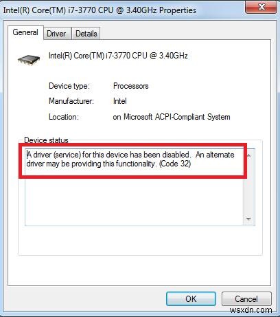 แก้ไขข้อผิดพลาดรหัส 32:ไดรเวอร์สำหรับอุปกรณ์นี้ถูกปิดใช้งาน 
