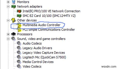 ไดร์เวอร์ Multimedia Audio Controller หายไปใน Windows 10 