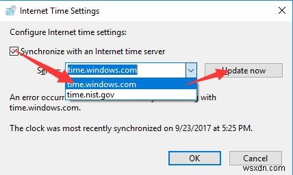 แก้ไข:เวลาจะไม่ซิงค์และอัปเดตใน Windows 10 