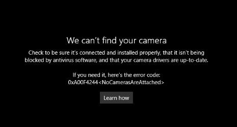 แก้ไข 0xA00F4244 NoCamerasAreAttached Camera Error 