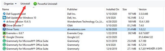 วิธีถอนการติดตั้ง Driver Tonic (รวมถึงจะไม่ถอนการติดตั้งโซลูชัน) 