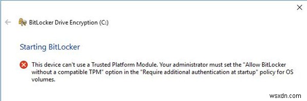 ใช้ BitLocker โดยไม่มี Trusted Platform Module (TPM) 