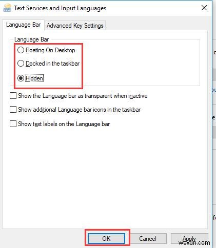 เปิดหรือปิดแถบภาษาและตัวบ่งชี้การป้อนข้อมูลใน Windows 10 