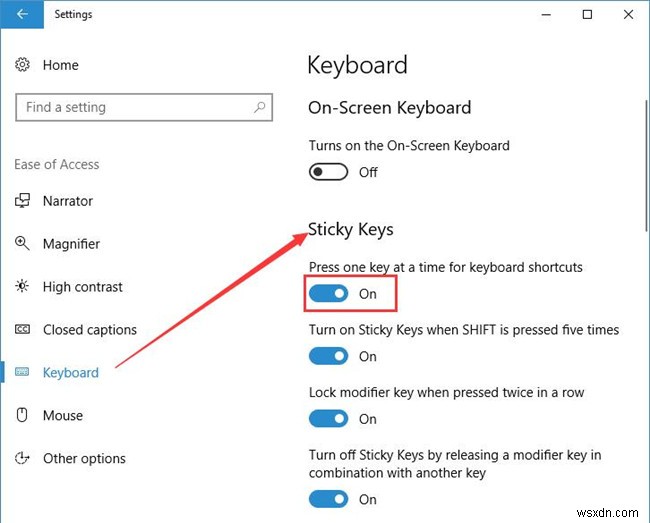 วิธีเปิดหรือปิด Sticky Keys บน Windows 10 