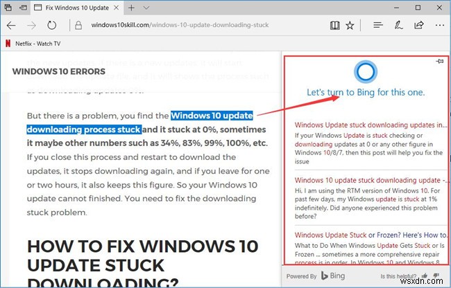 วิธีใช้ Cortana ใน Microsoft Edge 