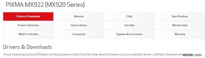 ดาวน์โหลดไดรเวอร์ Canon MX922 บน Windows 11, 10, 8, 7 และ Mac 