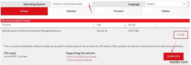 ดาวน์โหลดไดรเวอร์ Canon MX492 สำหรับ Windows 10, 8, 7 