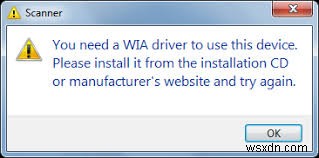 แก้ไข:สแกนเนอร์ต้องการไดรเวอร์ WIA - Canon, HP, Fujitsu, Epson 