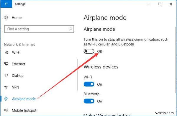 แก้ไข:Windows 10 ติดอยู่ในโหมดเครื่องบิน 