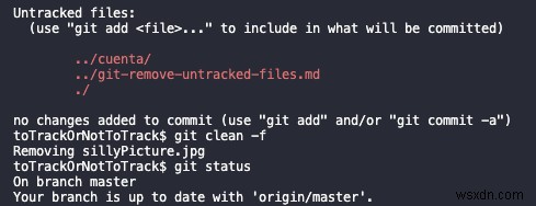 การลบไฟล์ที่ไม่ได้ติดตามด้วย Git 