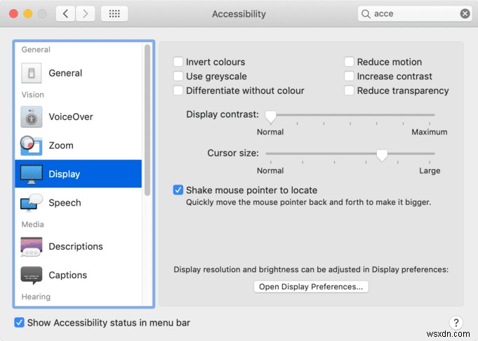 macOS Mojave:วิธีทำให้เคอร์เซอร์เมาส์ของคุณใหญ่ขึ้น 