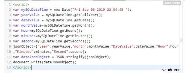 จะแปลงค่า MySQL DATETIME เป็นรูปแบบ JSON ใน JavaScript ได้อย่างไร 