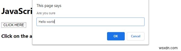 ตัวอย่างพรอมต์ JavaScript 