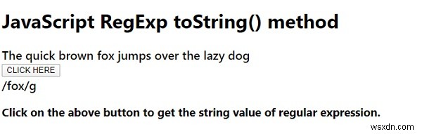 JavaScript RegExp toString() เมธอด 