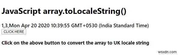 JavaScript array.toLocaleString() ฟังก์ชั่น 