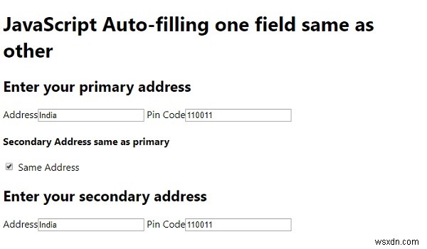 JavaScript กรอกข้อมูลอัตโนมัติหนึ่งช่องเหมือนกับช่องอื่นๆ 