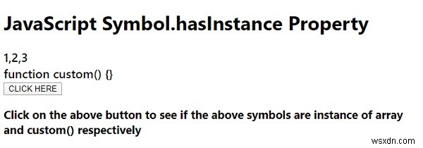 JavaScript Symbol.hasInstance คุณสมบัติ 