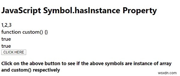 JavaScript Symbol.hasInstance คุณสมบัติ 