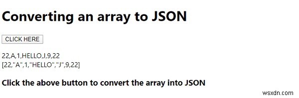 JavaScript แปลงอาร์เรย์เป็น JSON 