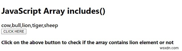 JavaScript array.includes() method 