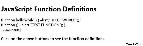 คำจำกัดความของฟังก์ชัน JavaScript 